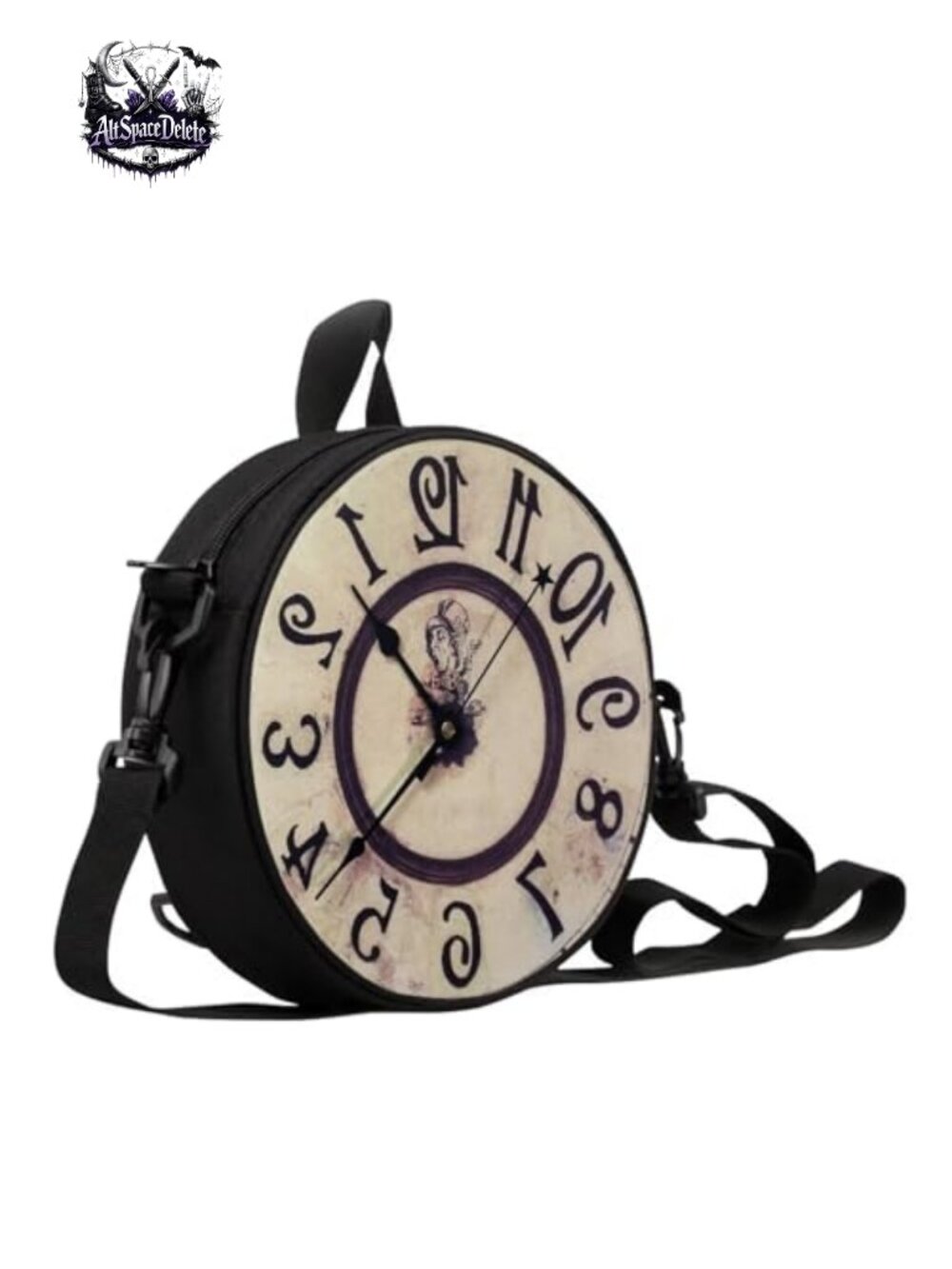 Novelty Clock Shaped Crossbody Shoulder Bag Round Zippered Purse Gift for Mom